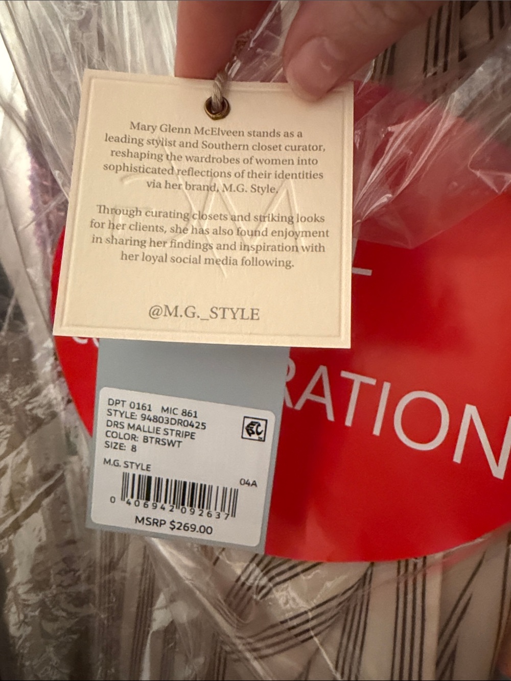 ANTONIO MELANI x MG STYLE Beige and White Striped Maxi Dress - Picture 5 of 5
